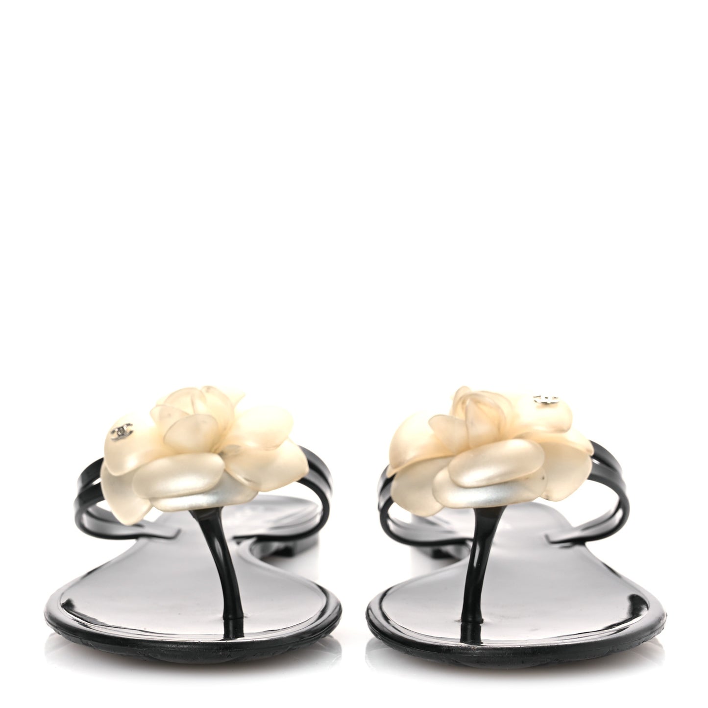 Jelly Camellia Thong Sandals 38 Black Ivory