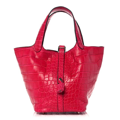 Hermes Matte Alligator Picotin Lock 18 Framboise 1 of 12