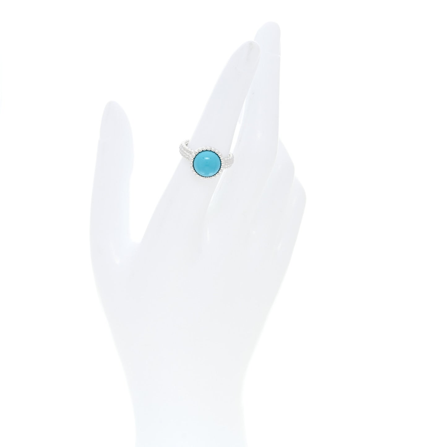 18K White Gold Turquoise Perlee Couleurs Ring 52 6