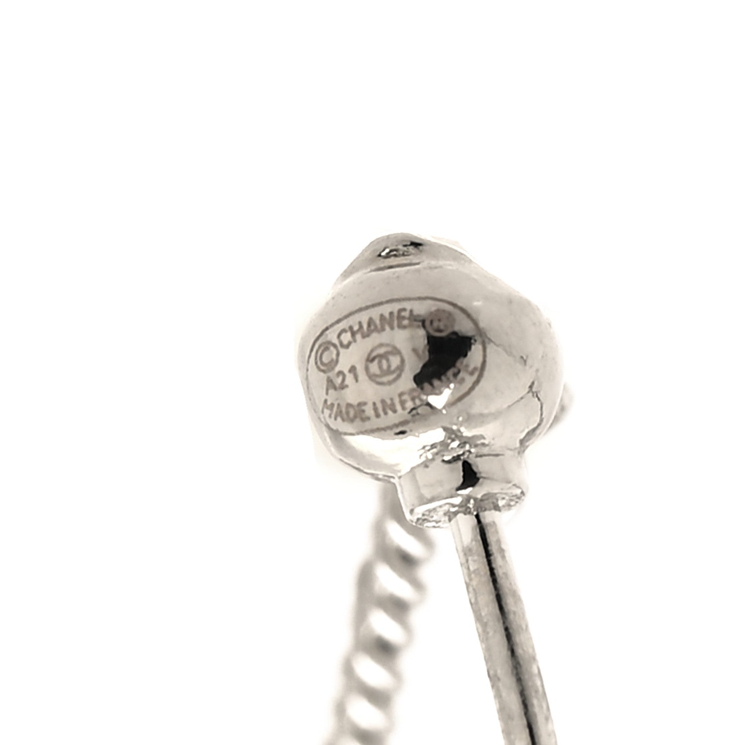 Chanel Baguette Crystal CC Drop Earrings Silver 4 of 5
