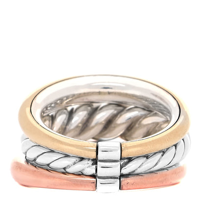 David Yurman Sterling Silver Bronze Brass Pure Form Three-Row Ring 54 7 5 of 8