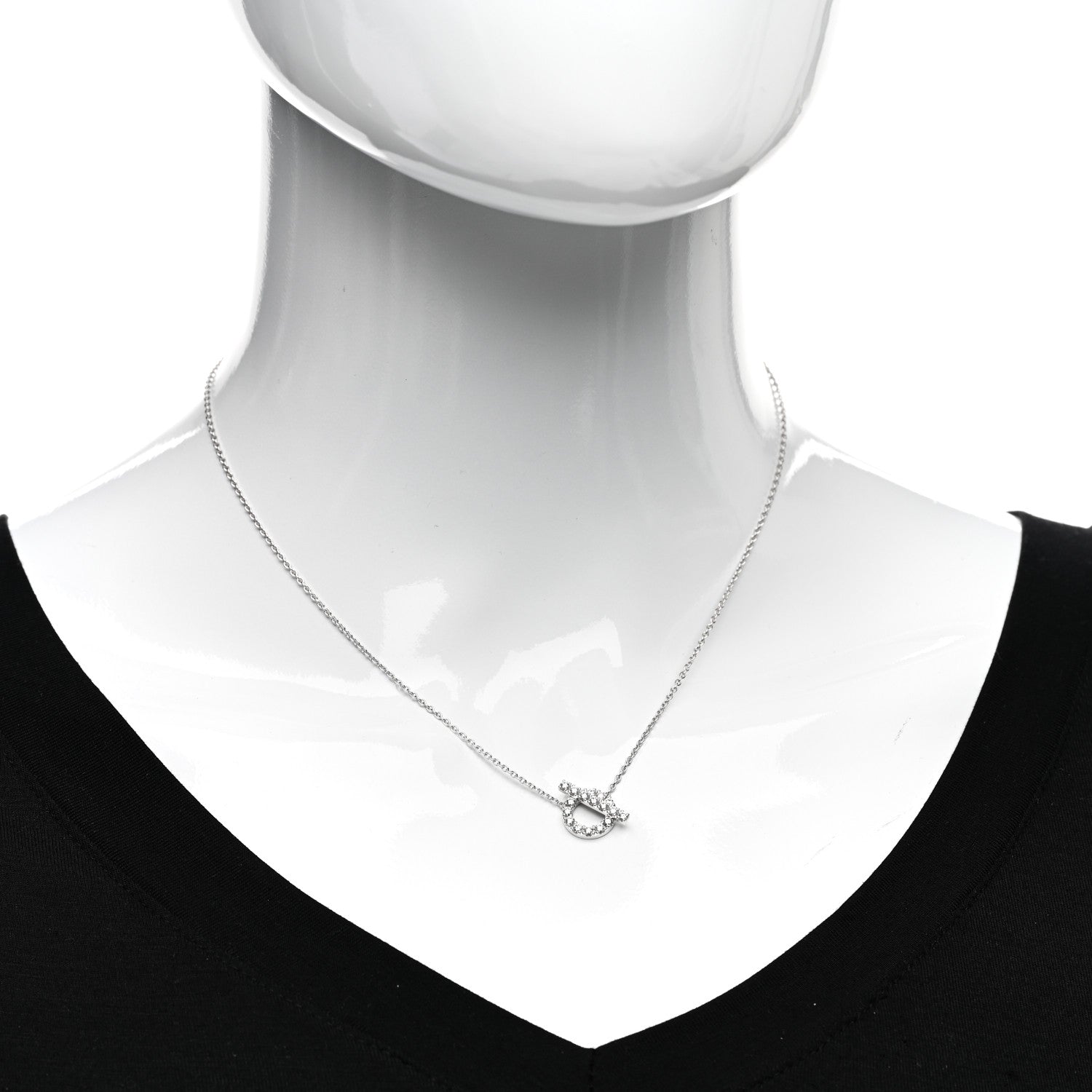 Hermes 18K White Gold Diamond Finesse Pendant Necklace 2 of 5
