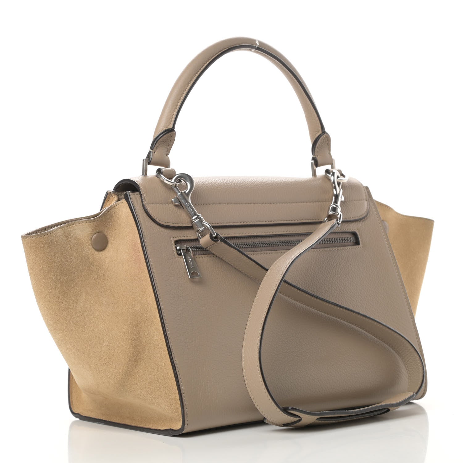 Celine Drummed Calfskin Suede Small Trapeze Dune 3 of 19