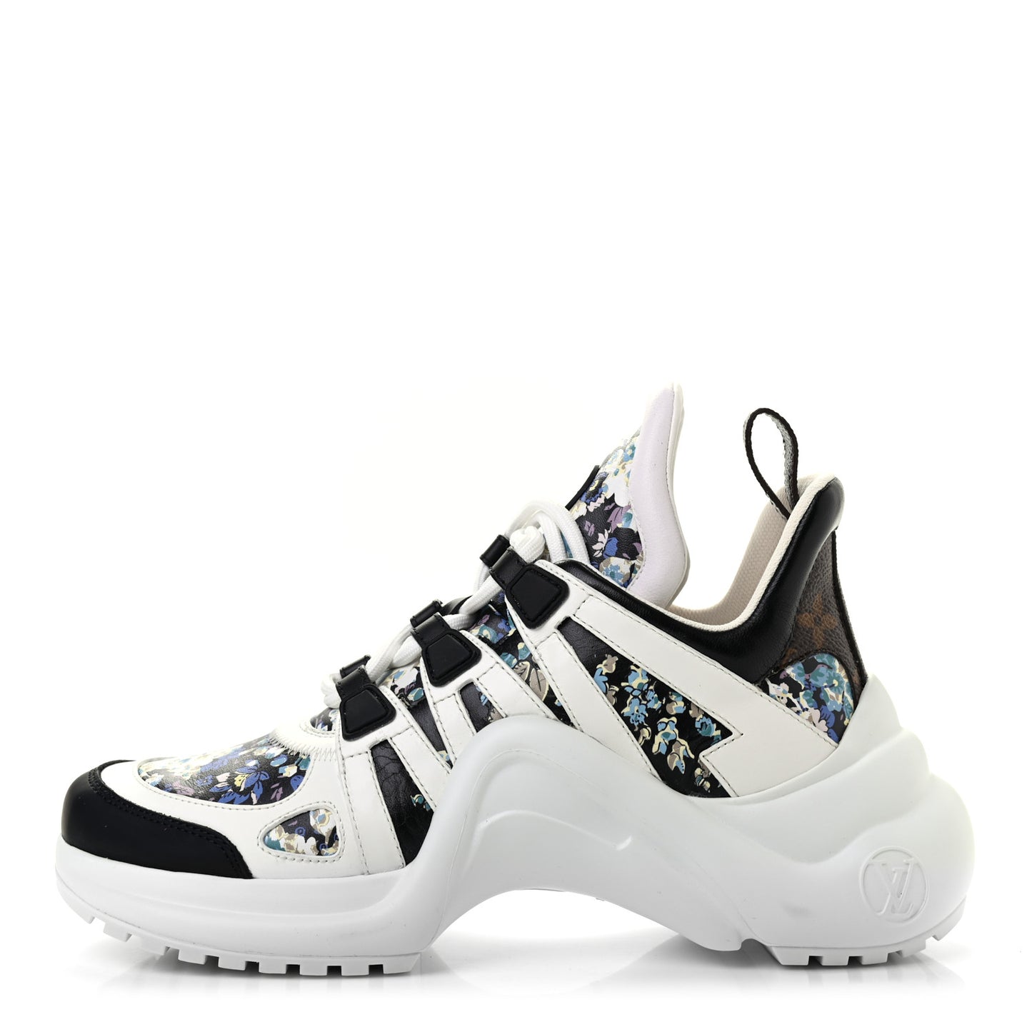 Flower Printed Calfskin Monogram LV Archlight Sneakers 35.5 Black Blue