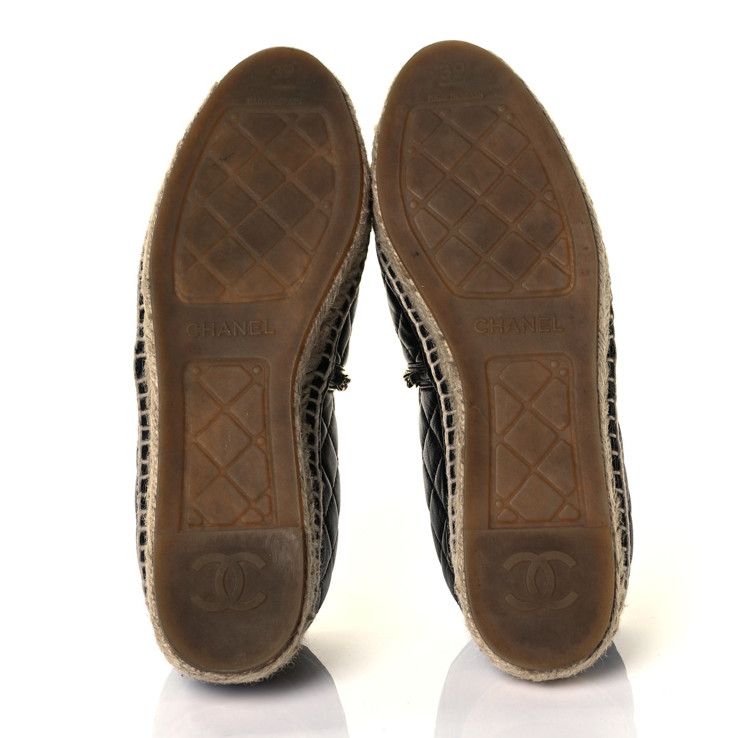 Lambskin Quilted CC Chain Espadrilles 39 Black