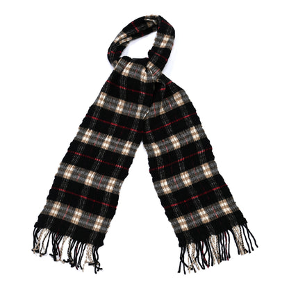 Burberry Merino Wool Cashmere Fringe Scarf Black 2 of 8