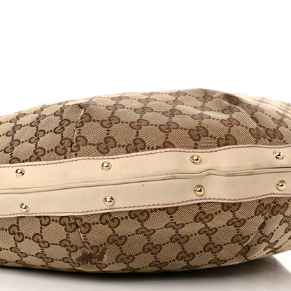 Gucci Monogram Large Biba Studded Hobo Off White 9 of 20