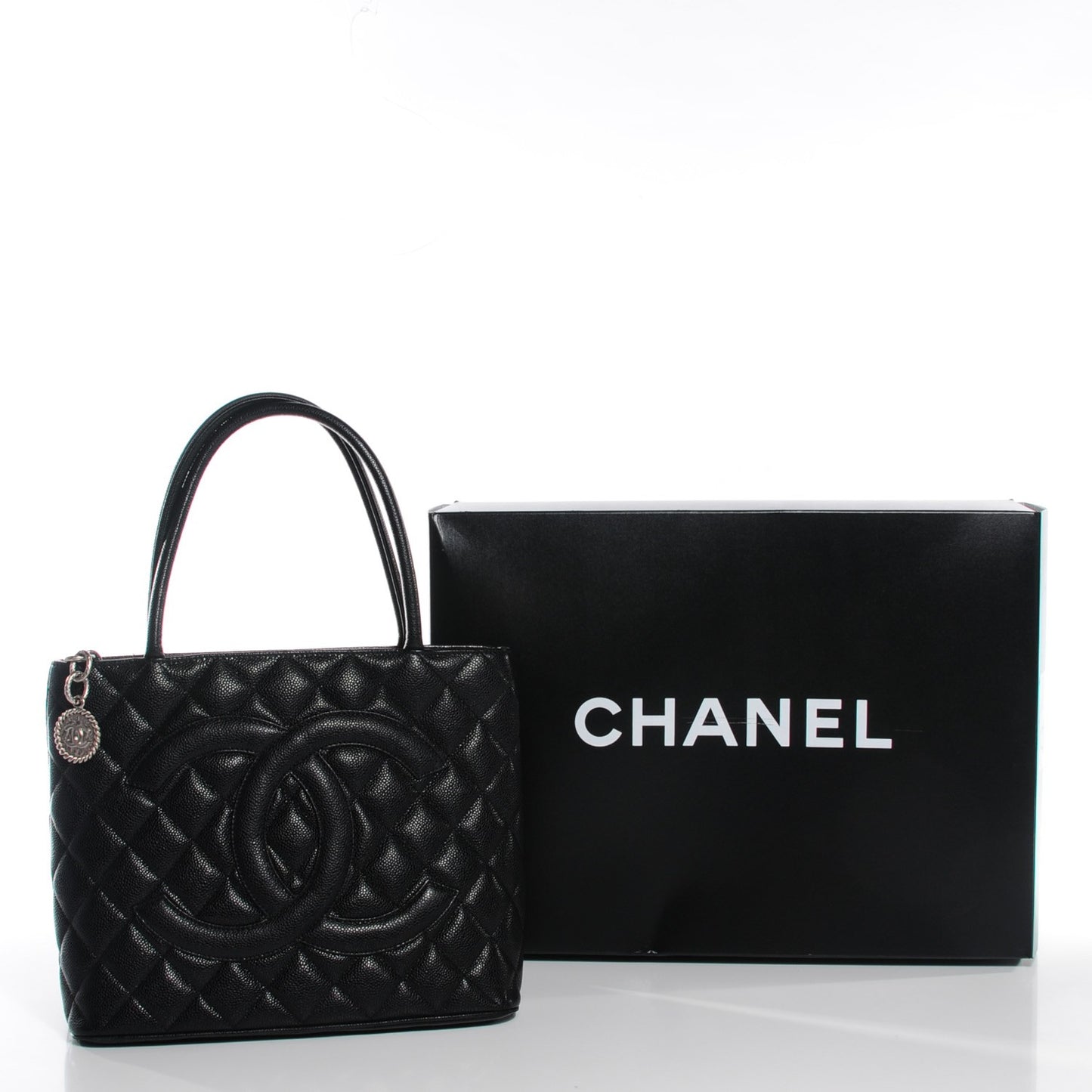 Caviar Quilted Medallion Tote Black