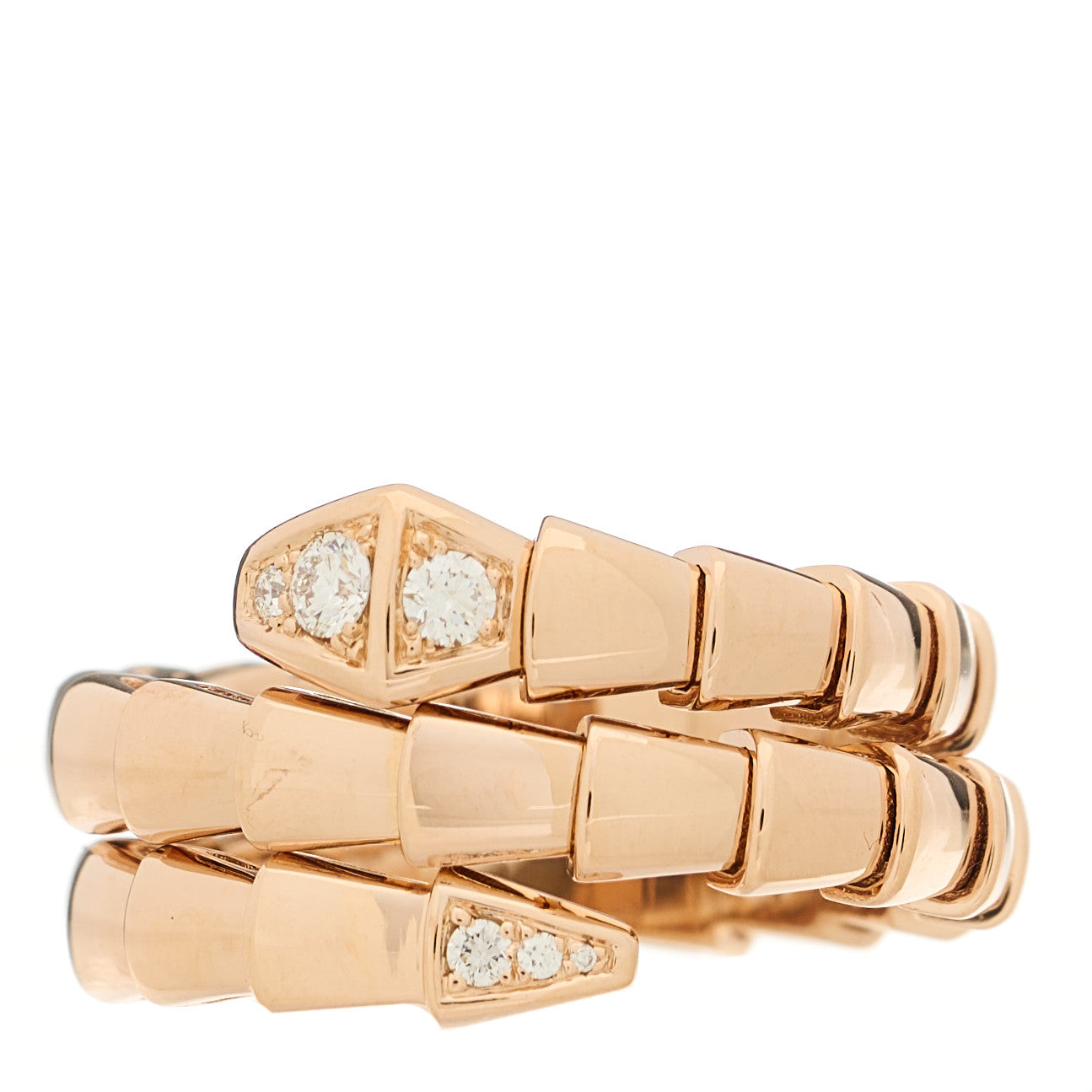 Bulgari 18K Rose Gold Diamond Serpenti Viper Wrap Ring M 3 of 6
