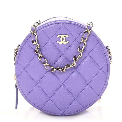 Chanel Caviar Quilted Round Clutch With Chain Purple 1 of 10