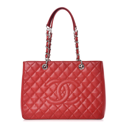 Chanel Caviar Quilted Grand Shopping Tote GST Red 1 of 13