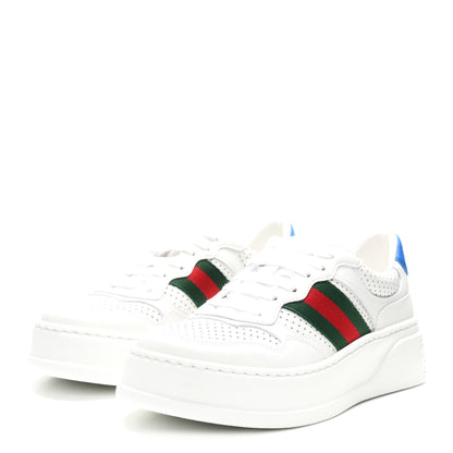 Gucci Calfskin Web Perforated Womens Platform 55mm Sneakers 36 White Bright Splash 4 of 11