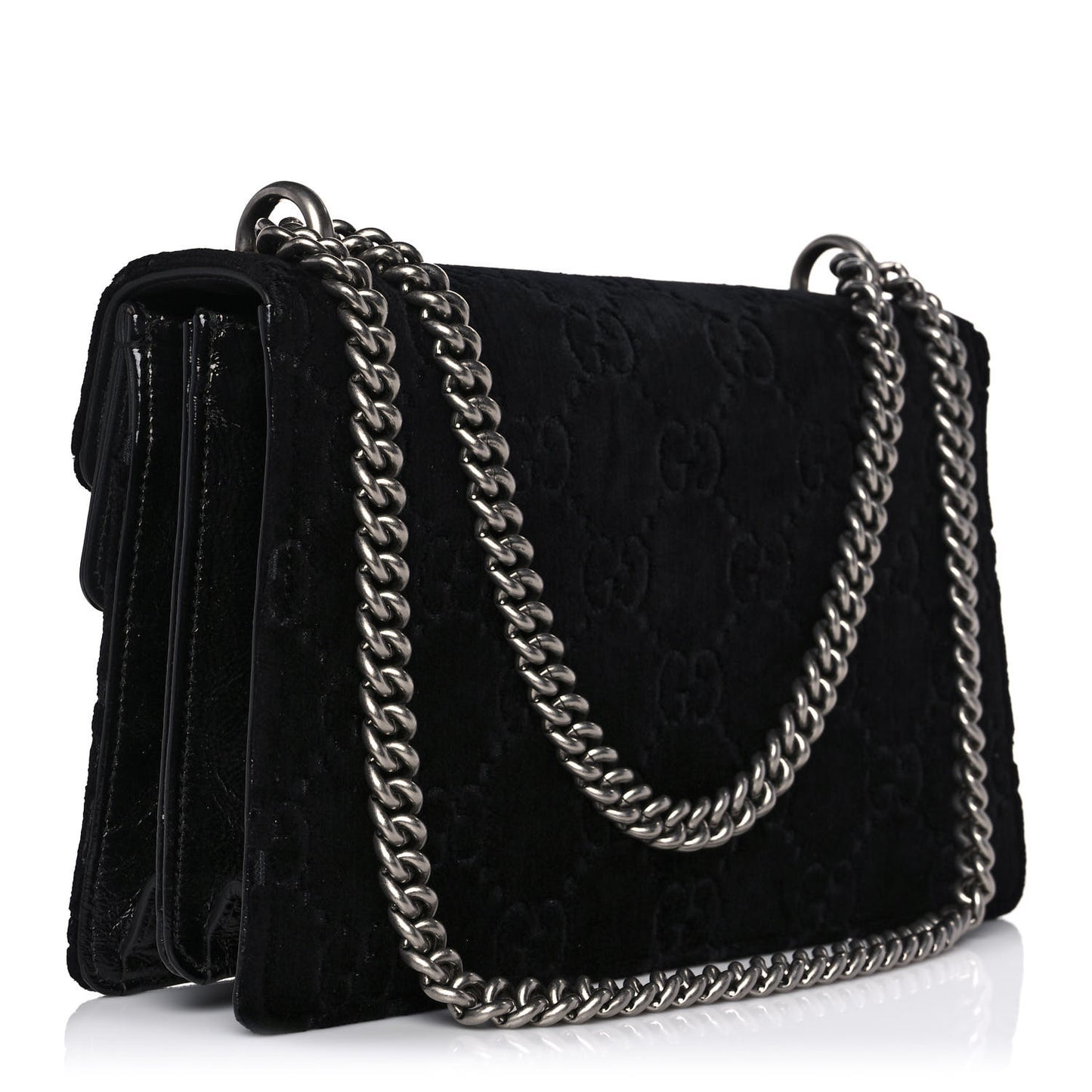Velvet GG Monogram Small Dionysus Shoulder Bag Black