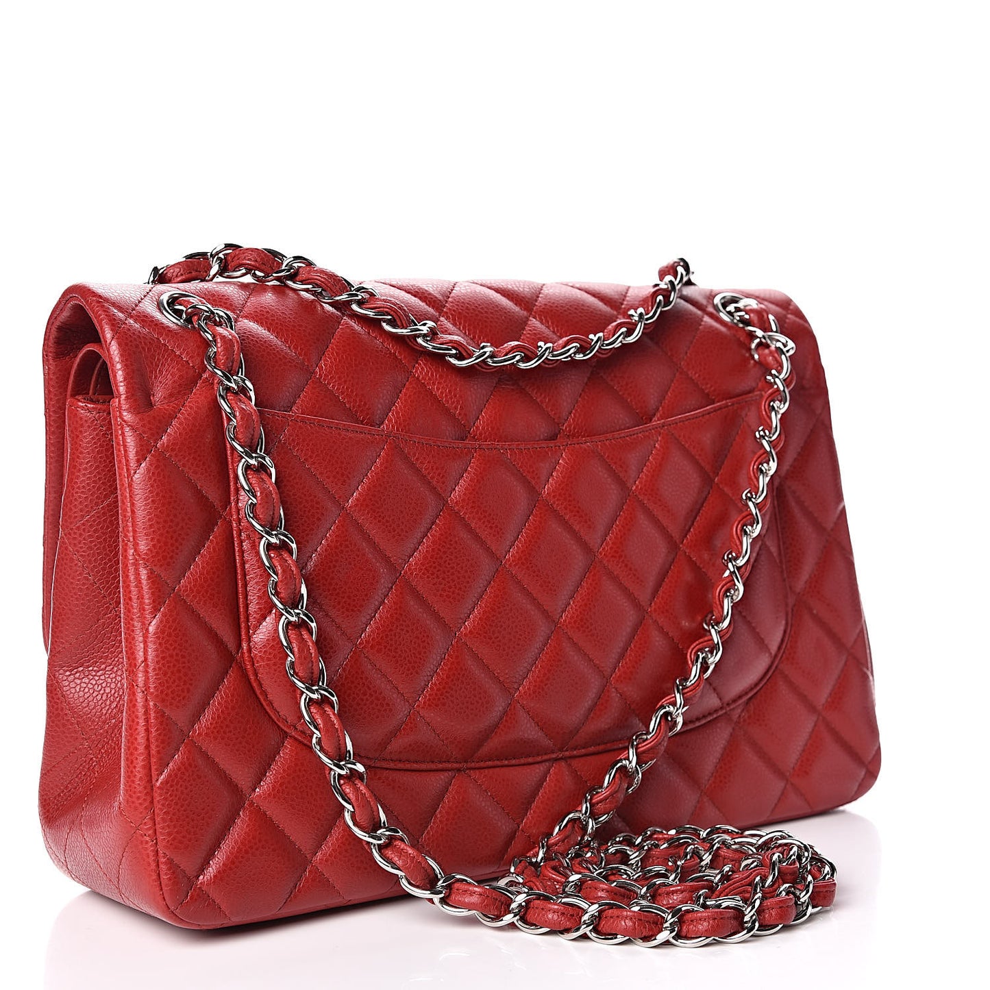 Caviar Quilted Jumbo Double Flap Red