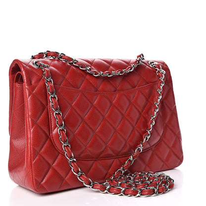 Chanel Caviar Quilted Jumbo Double Flap Red 3 of 10