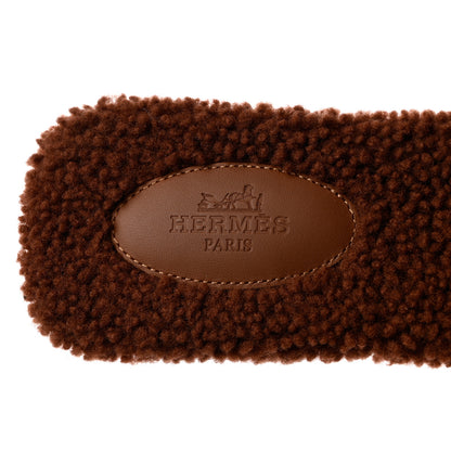 Hermes Woolskin Oran Sandals 39 Cognac 6 of 8
