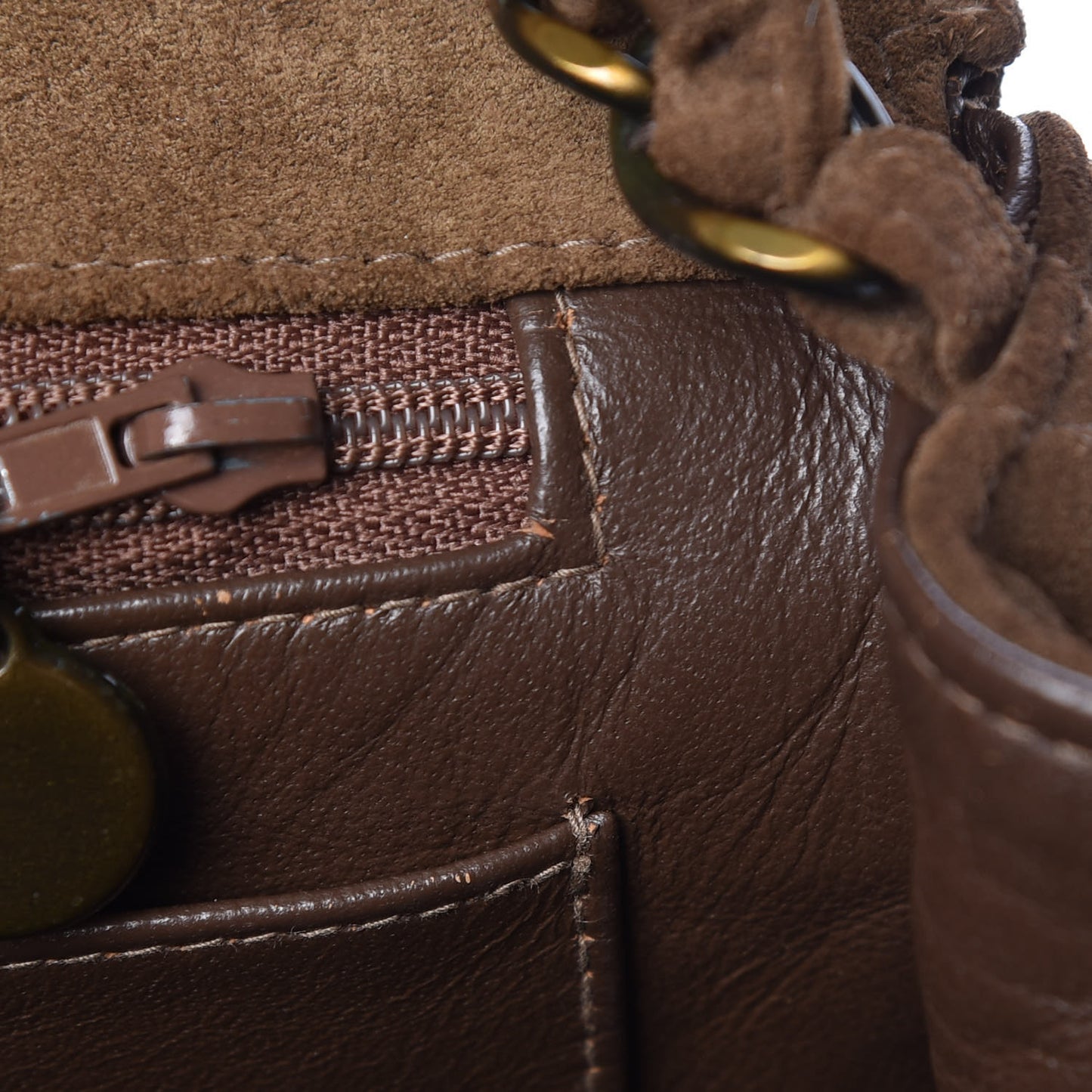 Suede Quilted Jumbo Single Flap Brown