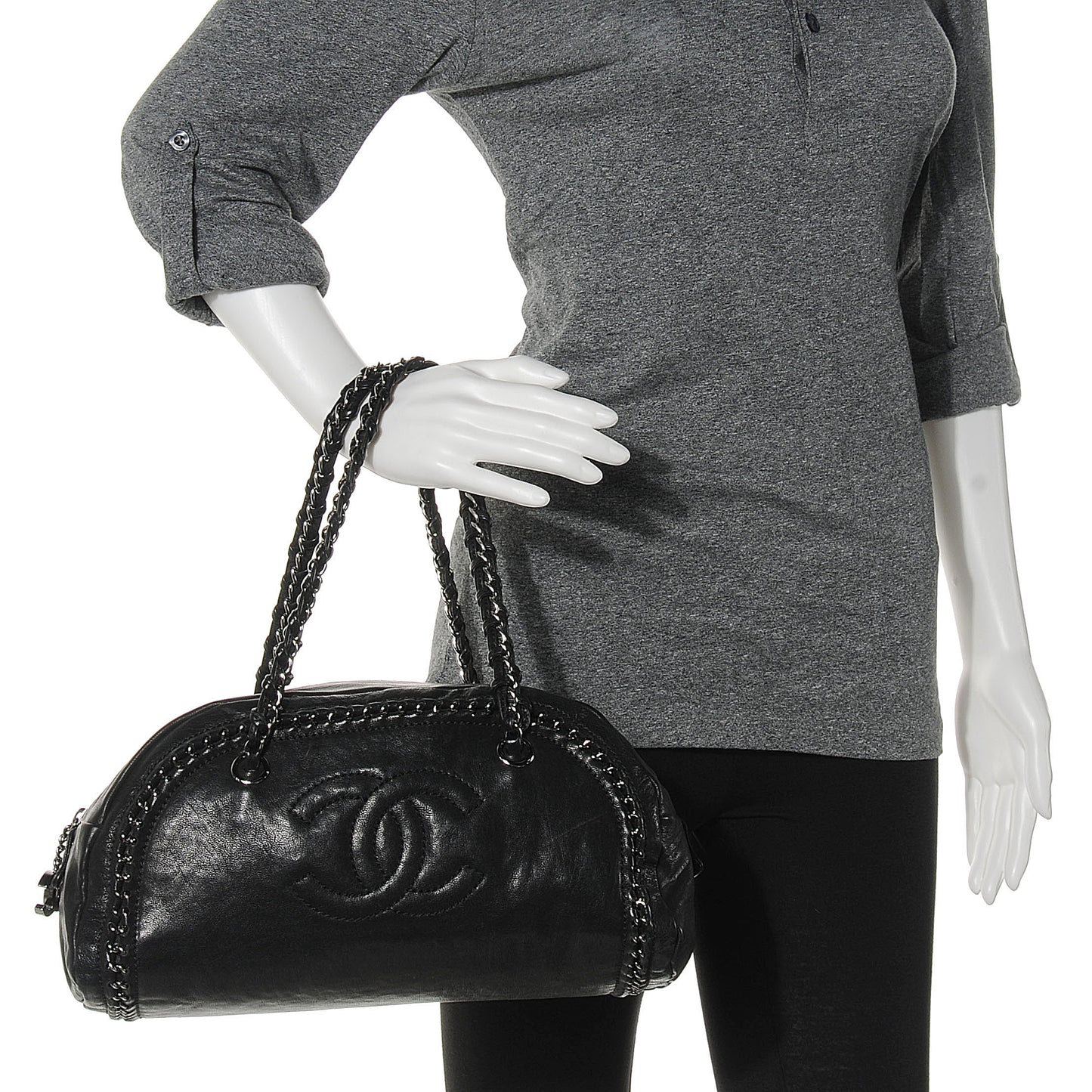 Leather Luxe Ligne Medium Bowler Black