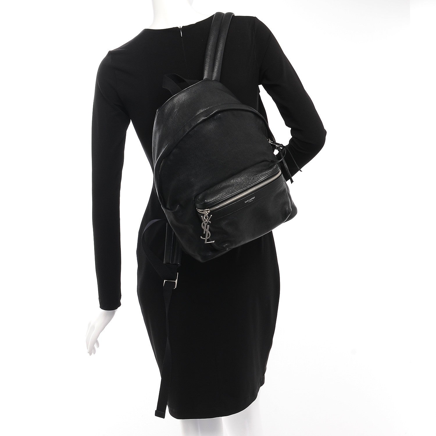 Saint Laurent Lambskin Mini City Backpack Black 2 of 7