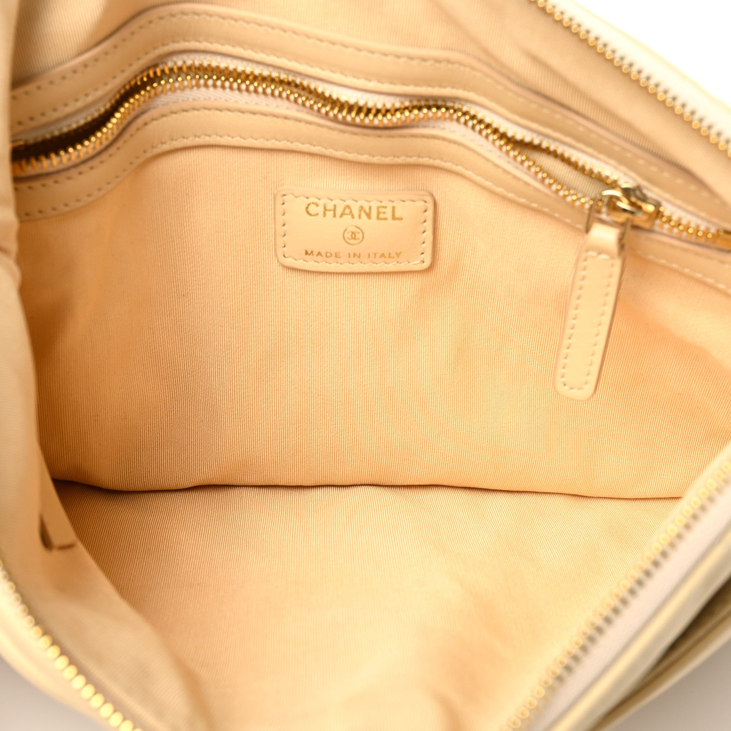 Chanel Shiny Goatskin Quilted Chanel 19 Pouch Beige 5 of 10