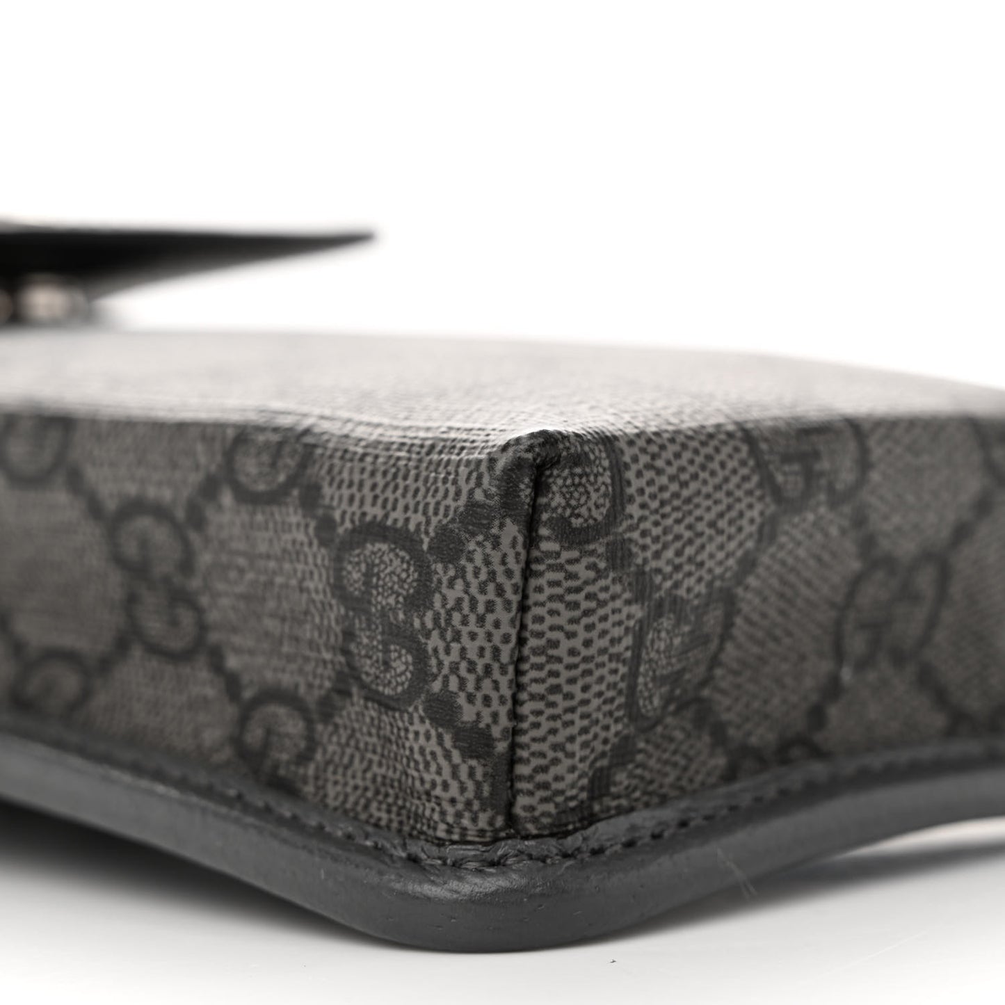 GG Supreme Monogram Textured Dollar Calfskin Phone Crossbody Bag Grey Black Graphite Grey