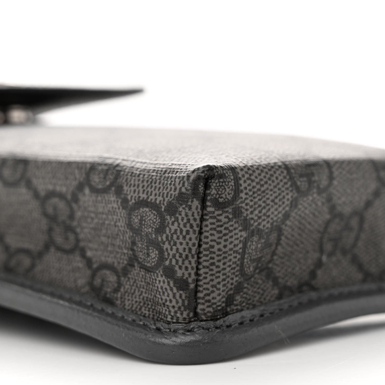 Gucci GG Supreme Monogram Textured Dollar Calfskin Phone Crossbody Bag Grey Black Graphite Grey 9 of 12