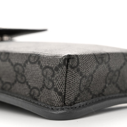 Gucci GG Supreme Monogram Textured Dollar Calfskin Phone Crossbody Bag Grey Black Graphite Grey 9 of 12