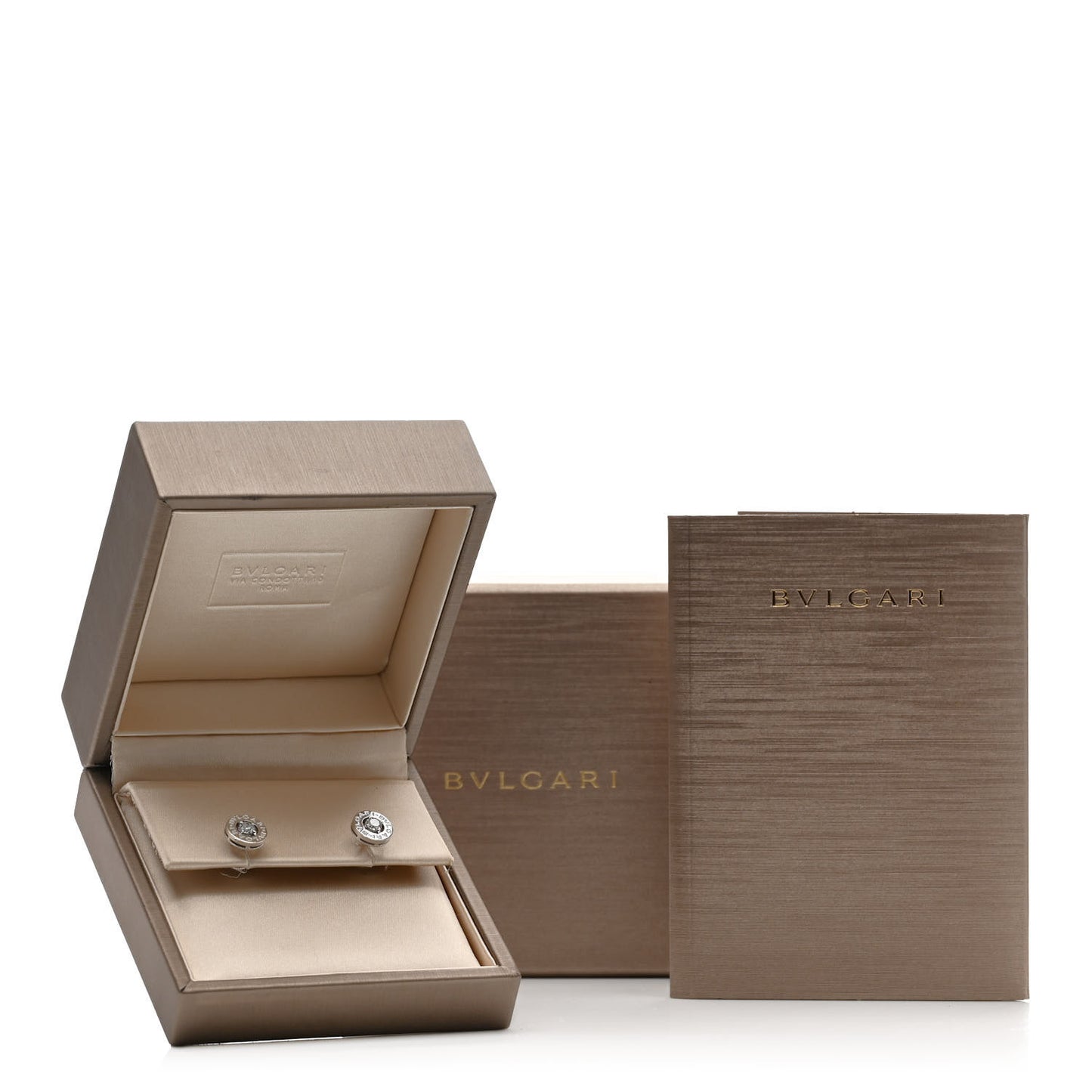 BVLGARI 18K White Gold Diamond Stud Earrings