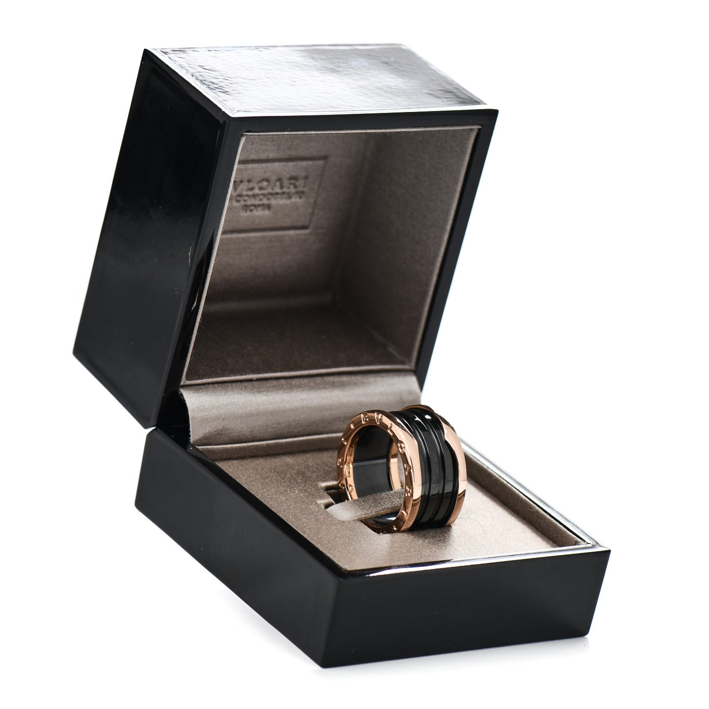 18K Rose Gold Black Ceramic B.Zero1 Four-Band Ring 57 8