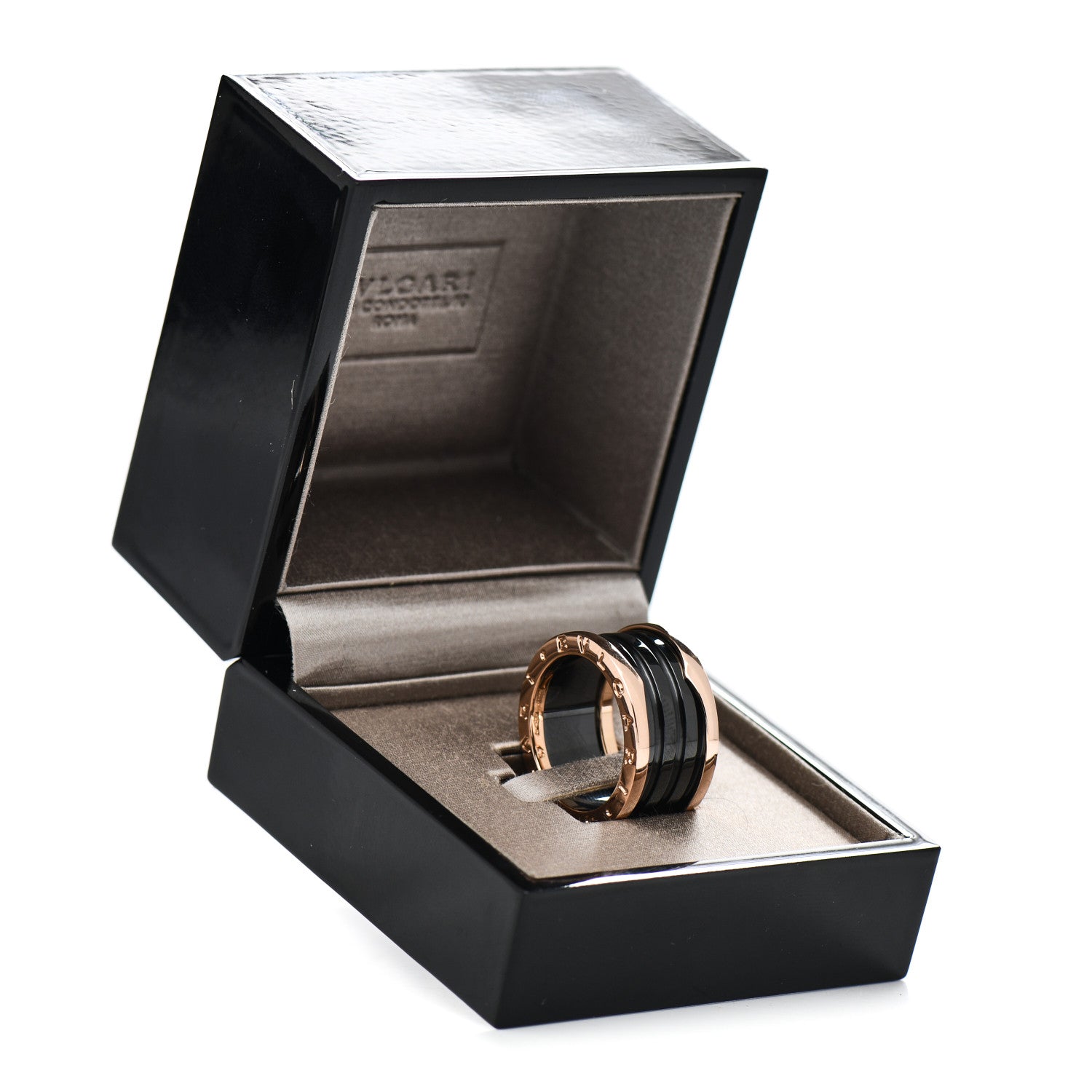 Bulgari 18K Rose Gold Black Ceramic B.Zero1 Four-Band Ring 57 8 6 of 6