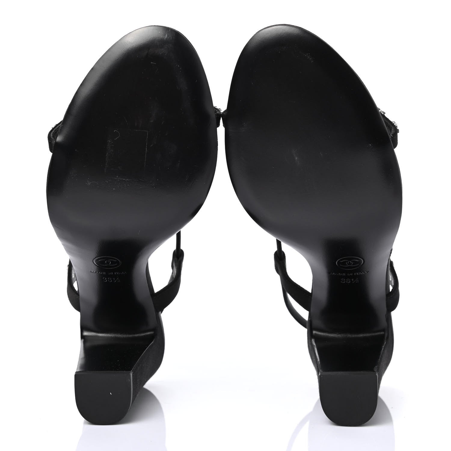 Chanel Satin Crystal Slingback Sandals 38.5 Black 4 of 4