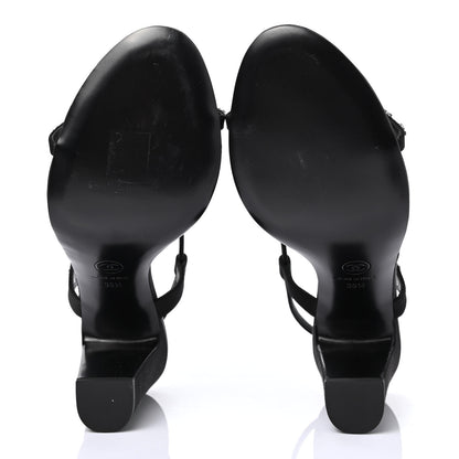 Chanel Satin Crystal Slingback Sandals 38.5 Black 4 of 4