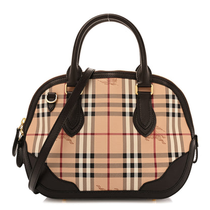 Burberry Haymarket Check Small Orchard Bowling Bag Chocolate 1 of 10