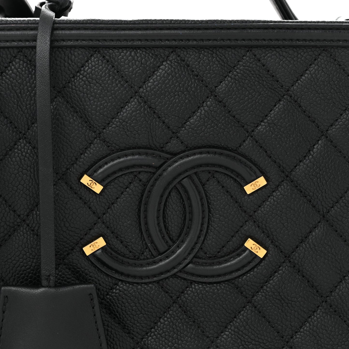 Caviar Quilted Large CC Filigree Vanity Case Black