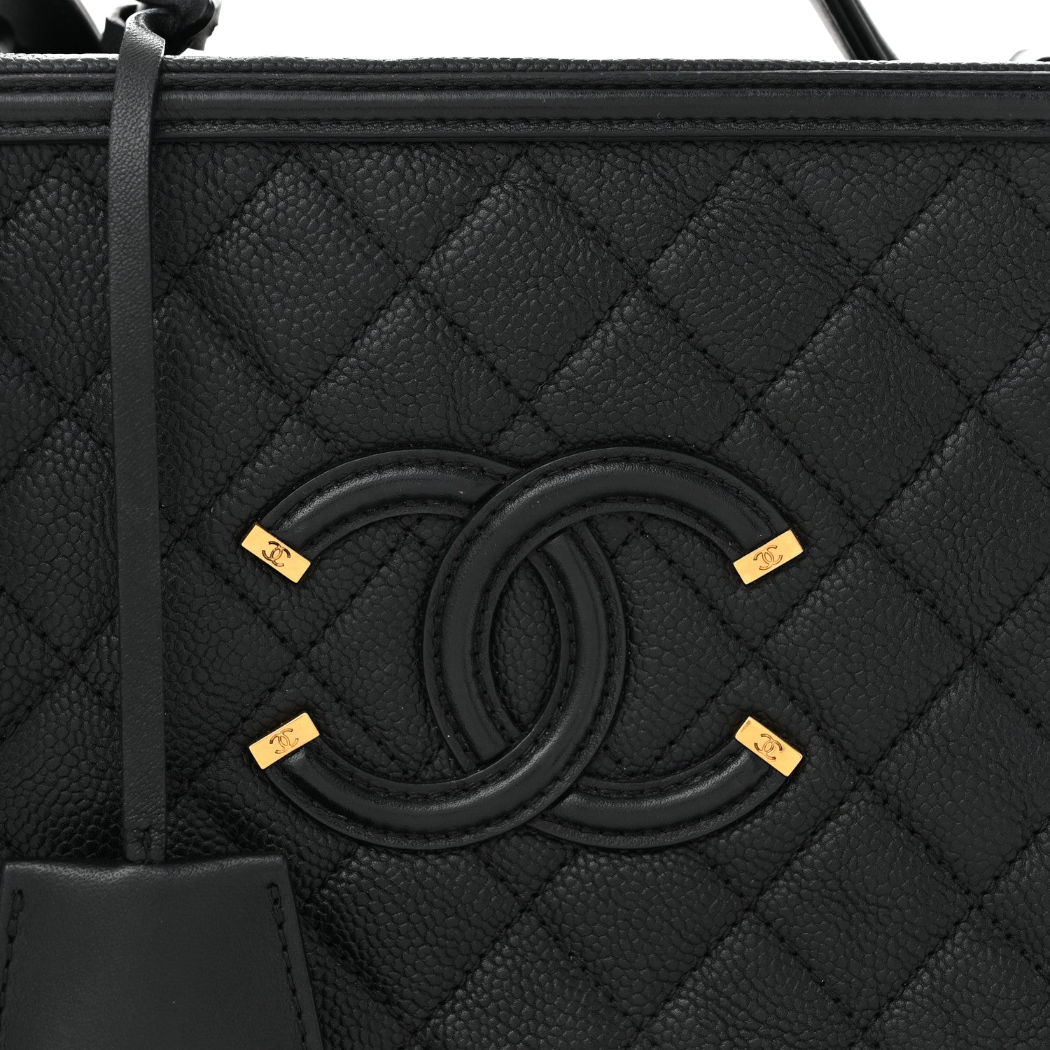 Chanel Caviar Quilted Large CC Filigree Vanity Case Black 10 of 12