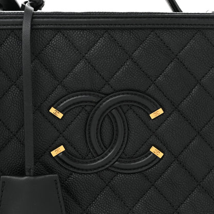 Chanel Caviar Quilted Large CC Filigree Vanity Case Black 10 of 12