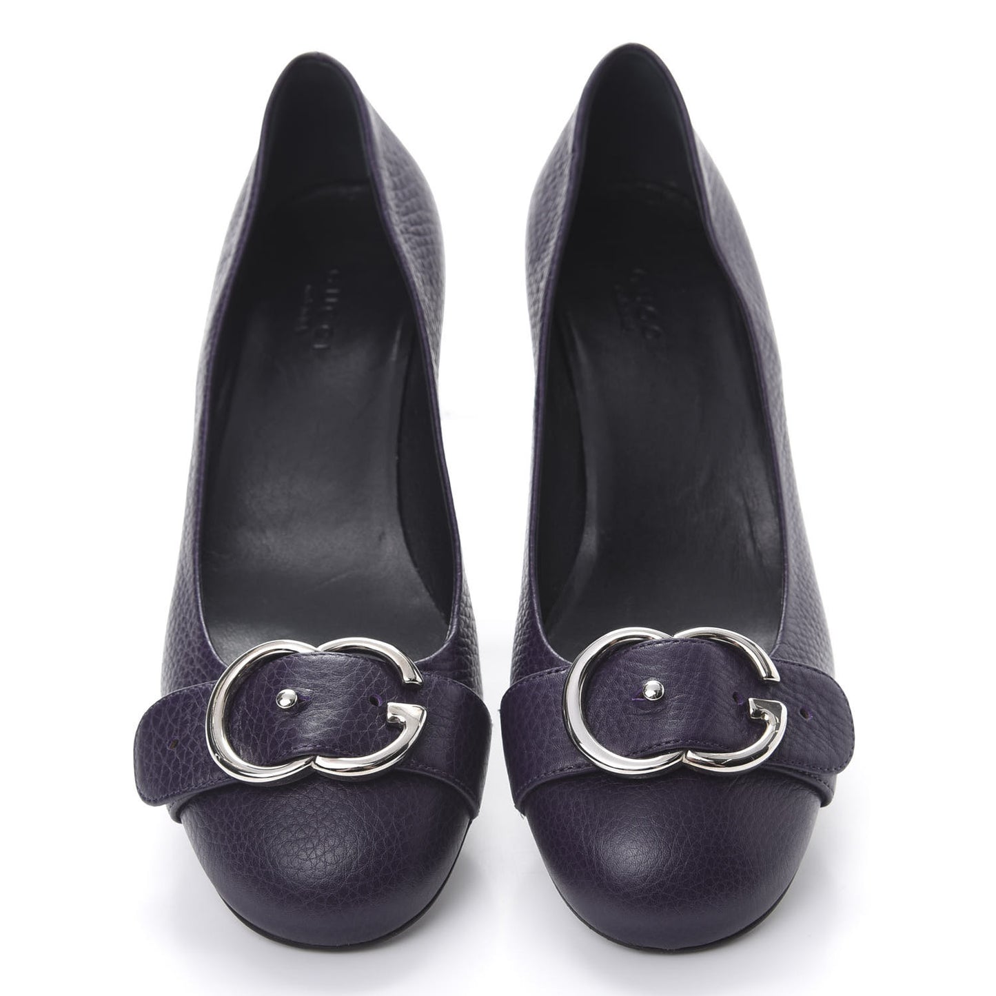 Calfskin GG Buckle Mid Heel Pumps 36.5 Deep Purple