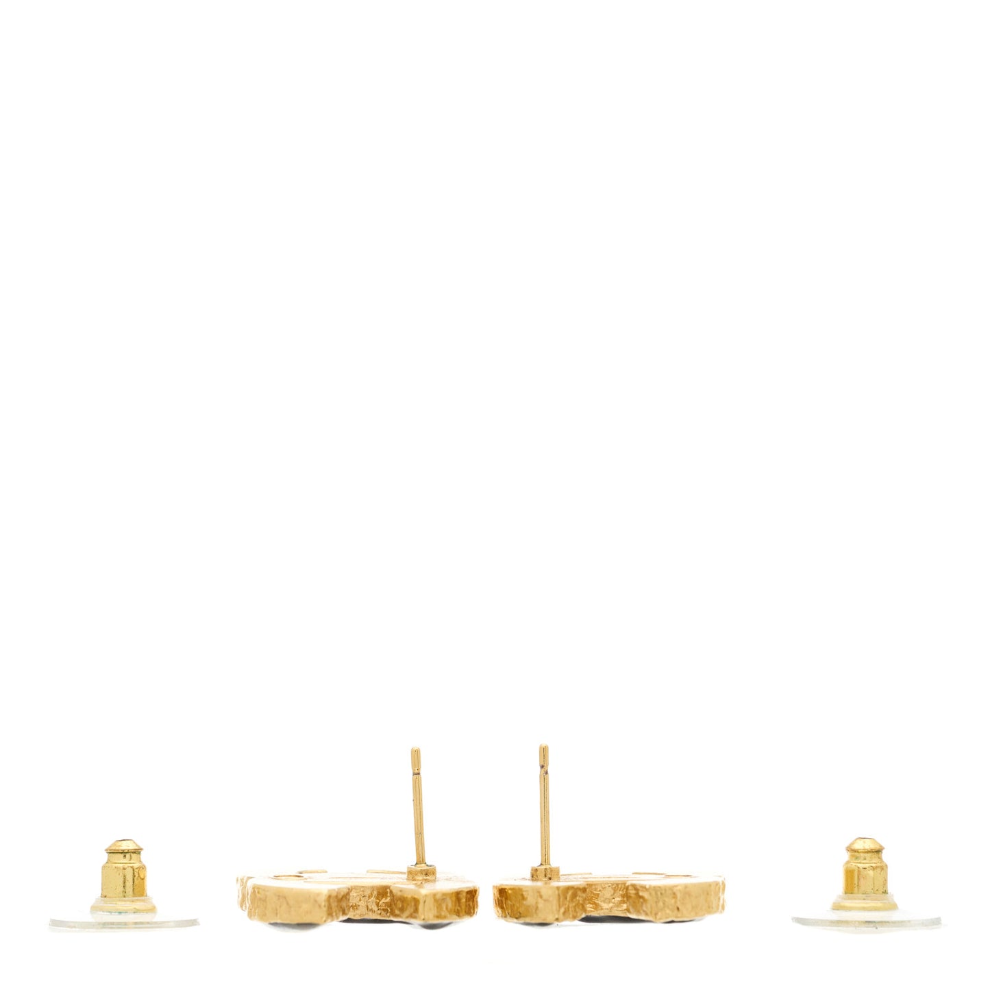 Metal Enamel CC Earrings Black Gold