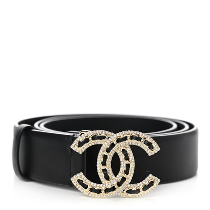Chanel Lambskin Crystal Chain CC Belt 85 34 Black 1 of 9