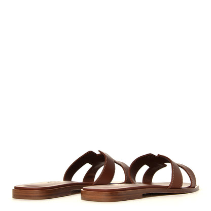 Hermes Box Calfskin Oran Sandals 38.5 Gold 3 of 6