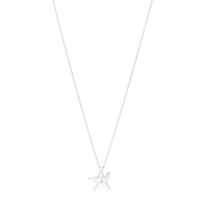 Tiffany Sterling Silver Diamond 15mm Elsa Peretti Starfish Pendant Necklace 1 of 5