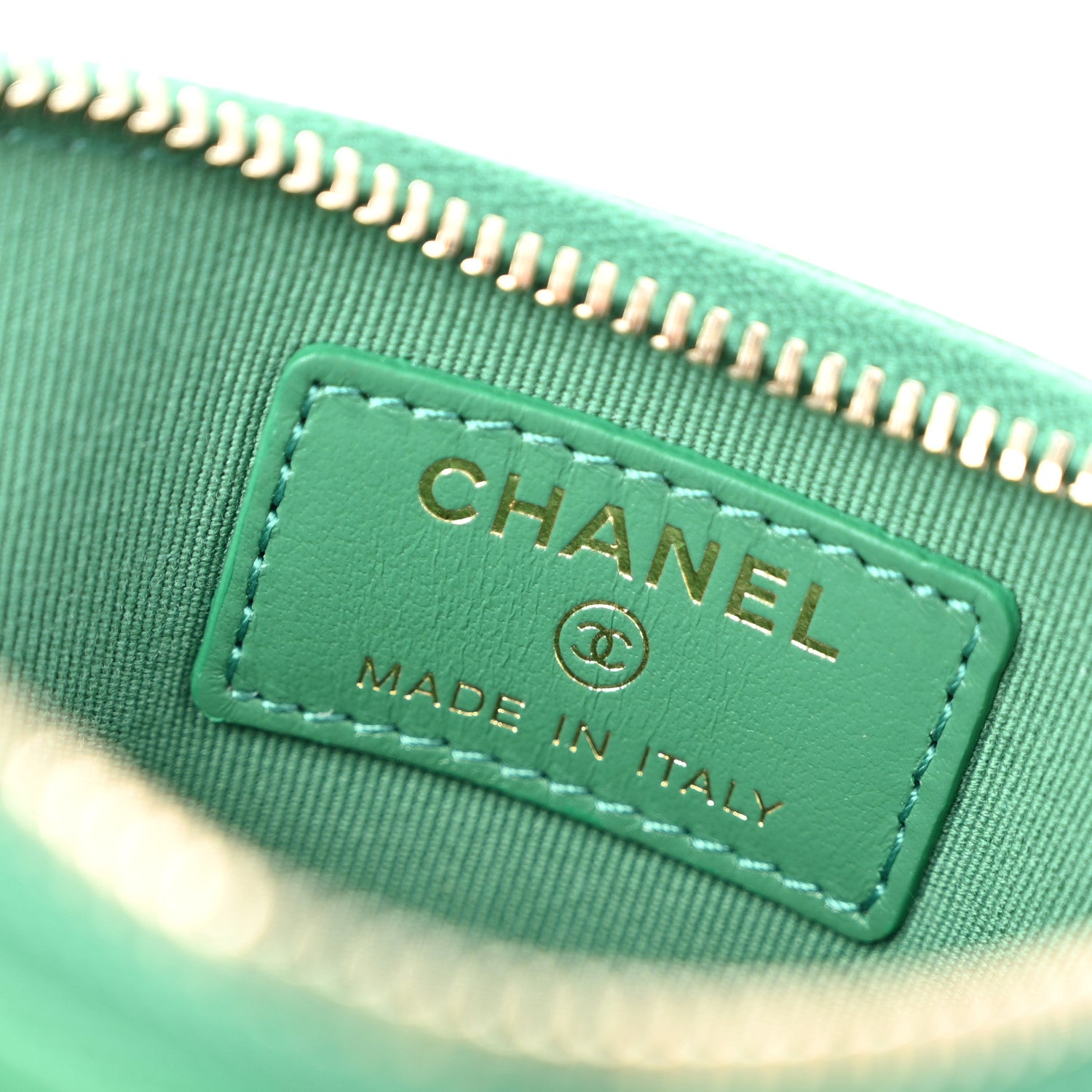 Chanel Lambskin Quilted Chanel 19 Zip Card Holder Wallet Green 6 of 10