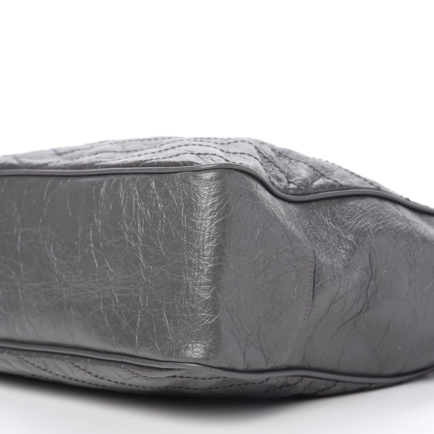 Crinkled Calfskin Matelasse Monogram Large Niki Shopping Tote Bag Grey
