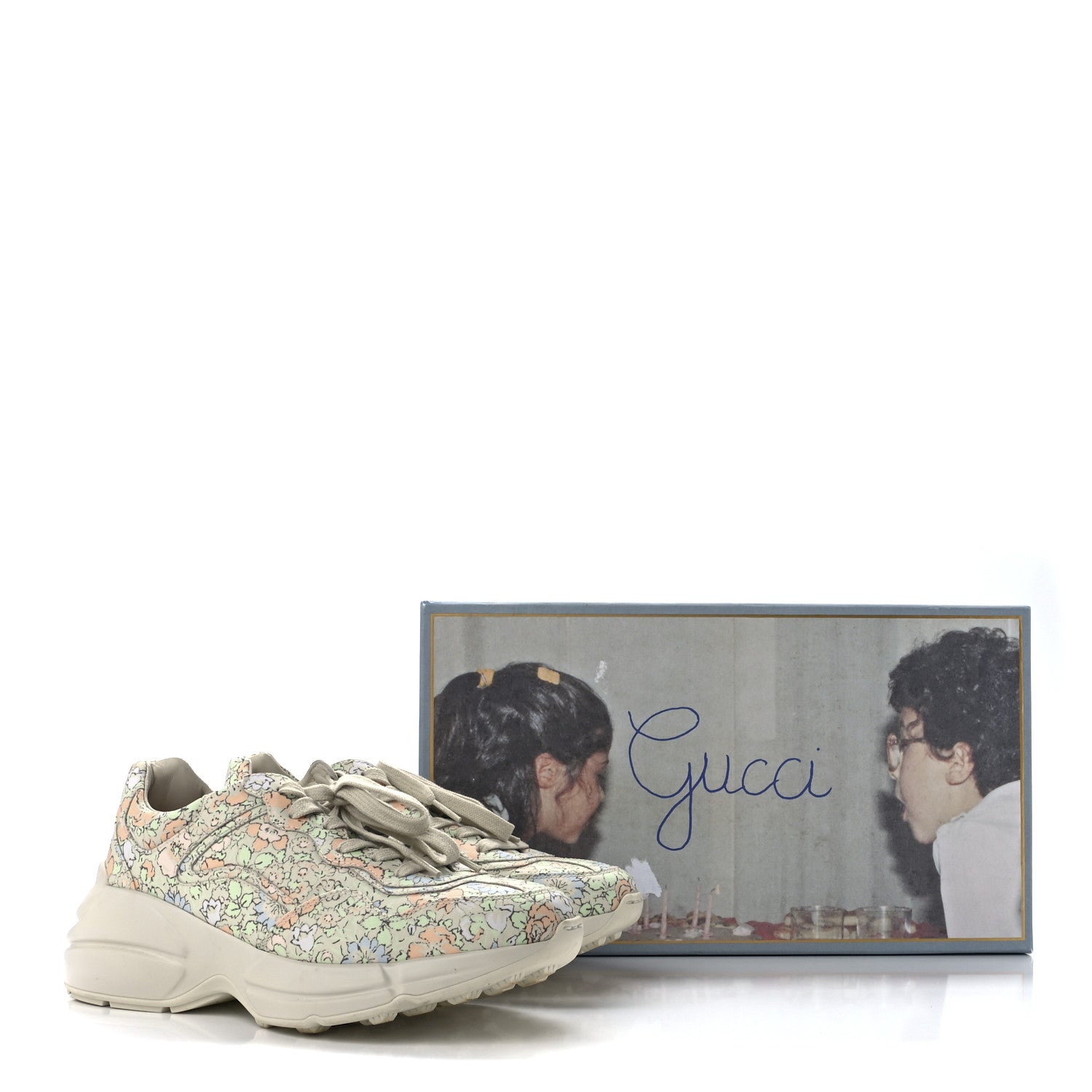 Gucci X LIBERTY OF LONDON Calfskin Infinity Tracy Womens Rhyton Sneakers 39.5 Mint Peach 9 of 9