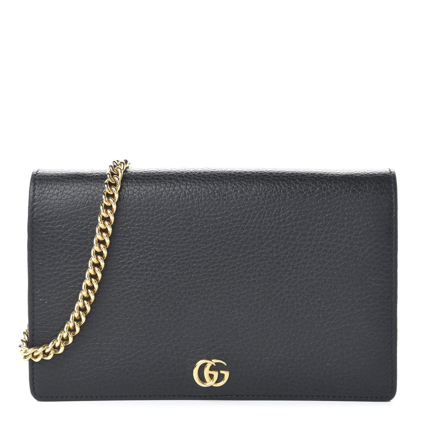 Calfskin Mini GG Marmont Chain Wallet Black