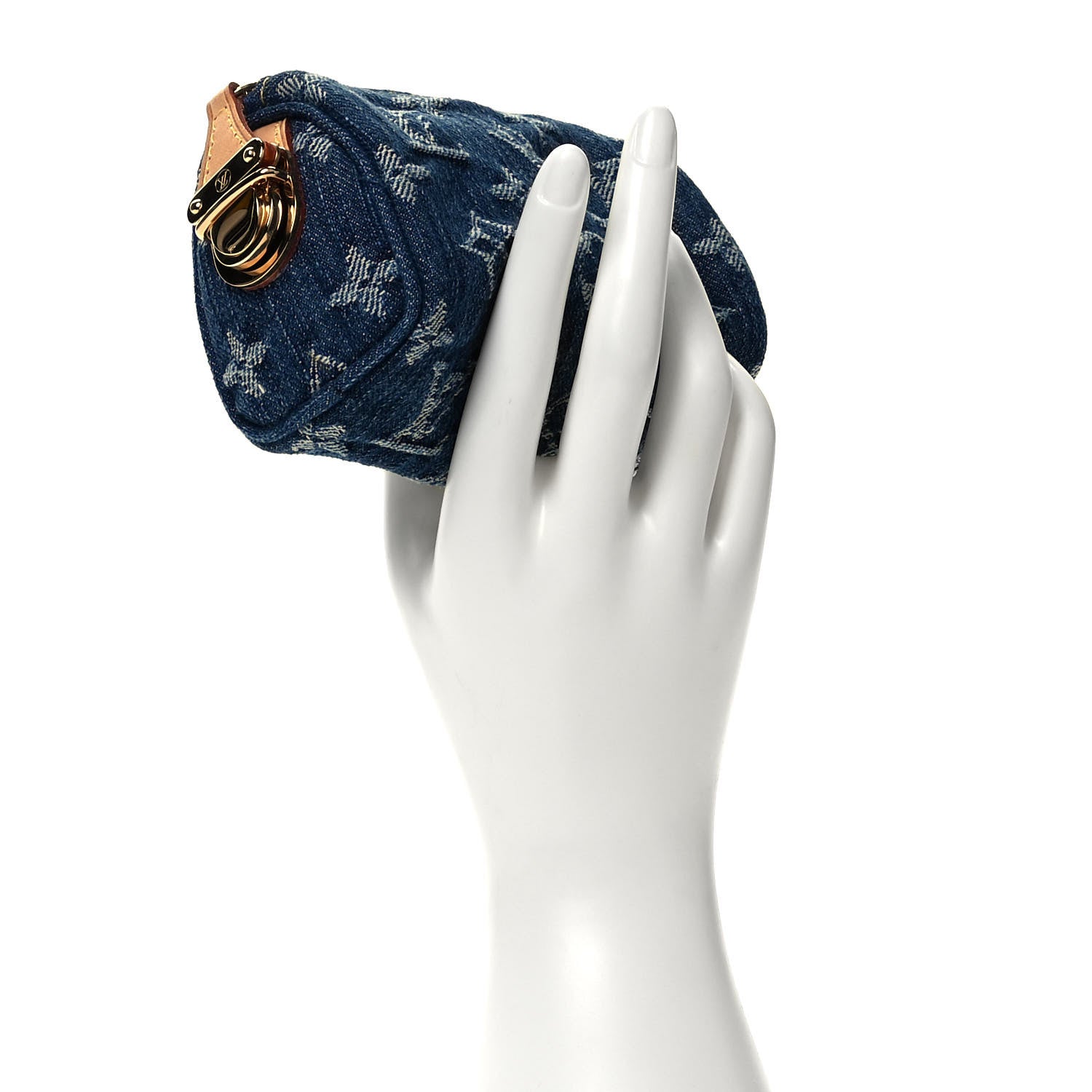 Louis Vuitton Monogram Denim Pochette Speedy PM Key Holder Blue 2 of 6