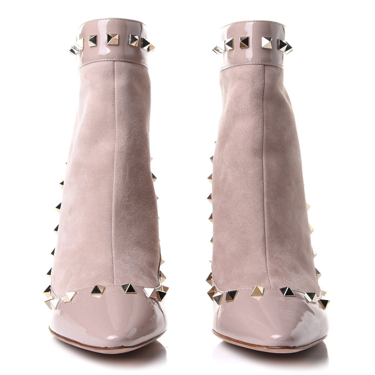 Patent Suede Rockstud Ankle Booties 38.5 Poudre