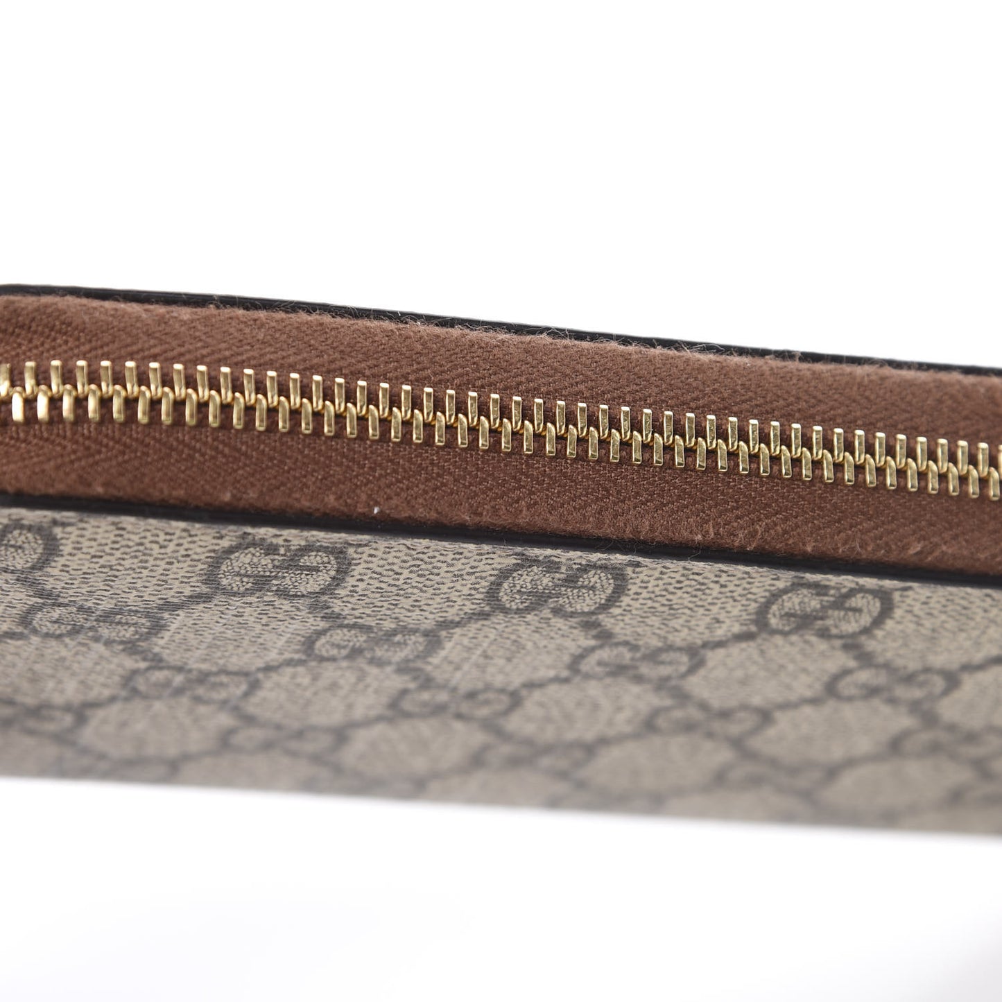 GG Supreme Monogram Cuoio Toscano Zip Around Wallet Beige Ebony Cuir