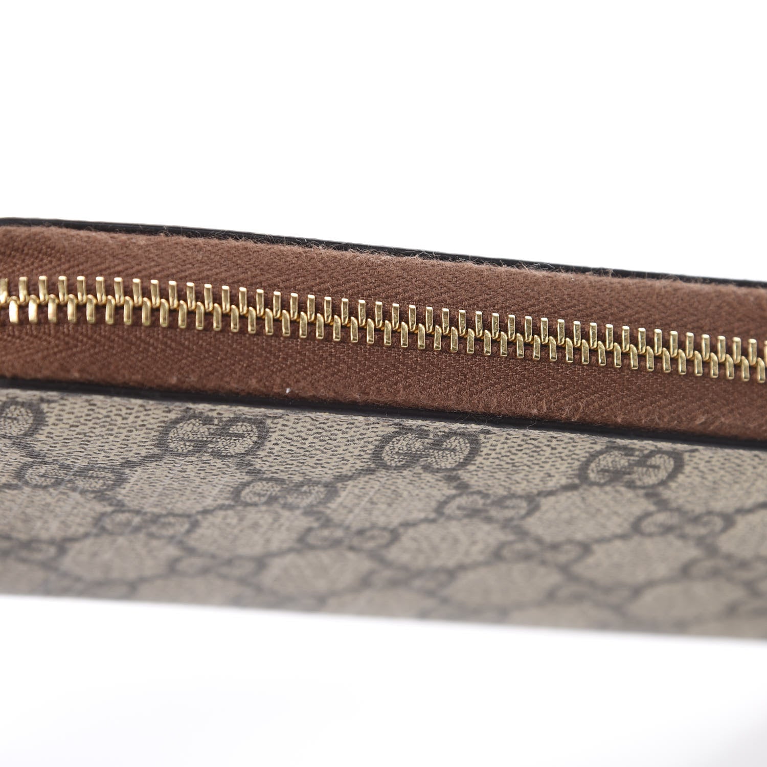 Gucci GG Supreme Monogram Cuoio Toscano Zip Around Wallet Beige Ebony Cuir 8 of 9