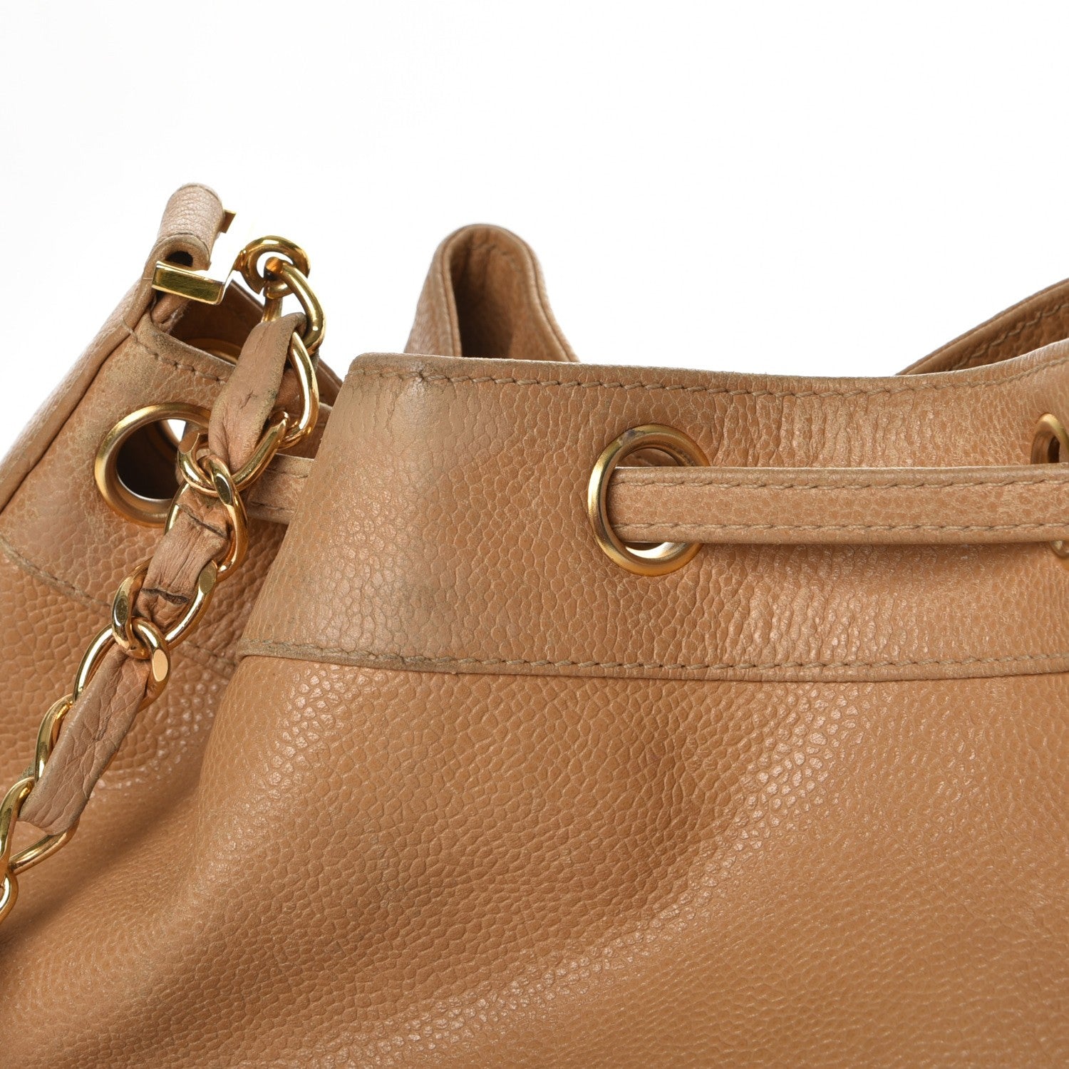 Chanel Caviar Drawstring Shoulder Bag Beige 12 of 14